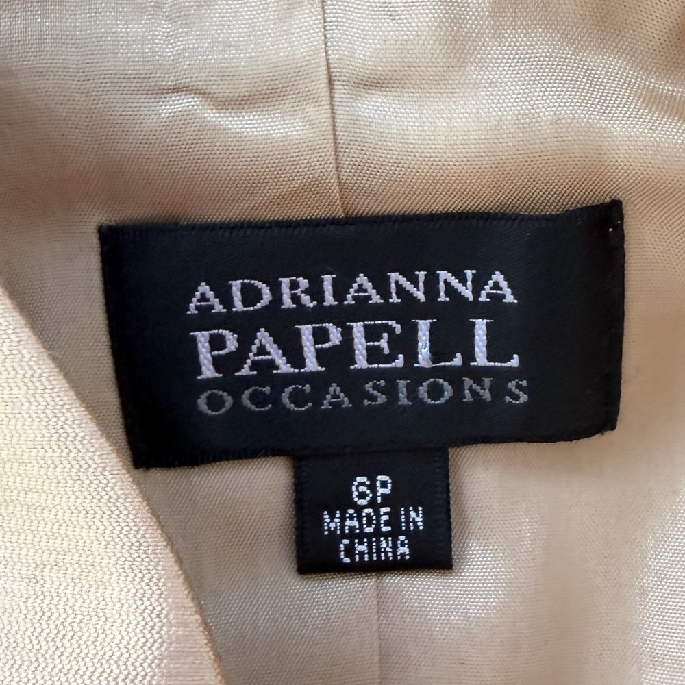 ADRIANNA PAPELL Tiered Shutter Dress Silk Jacket Size 6P Champagne Strapless NEW - Picture 16 of 16
